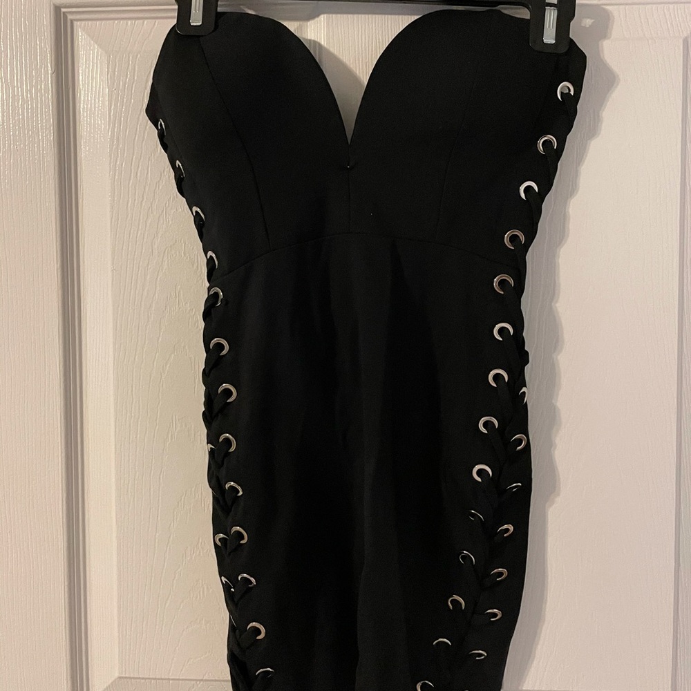 superdown mini dress with lace up sides
